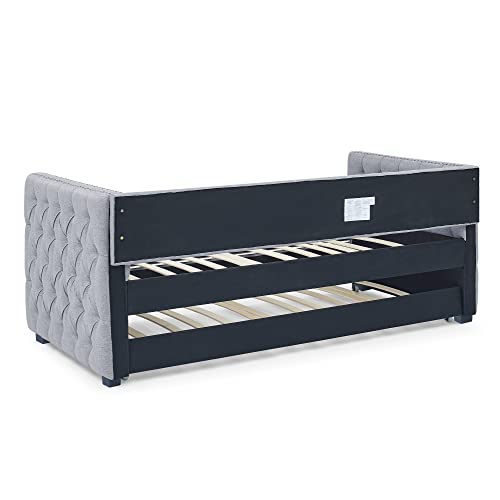 Fabric Upholstered Twin Size Daybed with Trundle F801