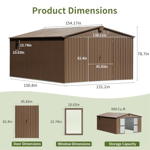 Brown Steel Outdoor Storage Shed R7282