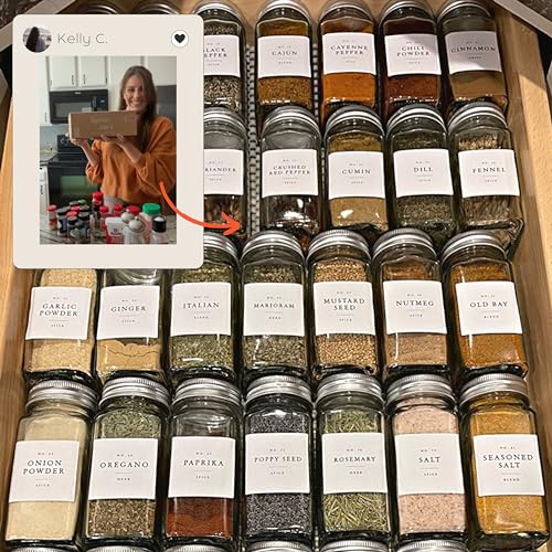4 oz Clear Empty Spice Jars with Labels and Shaker Lids S2623