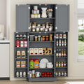 Gray Tall Freestanding Kitchen Pantry Cabinet with Doors and Shelves J403067
