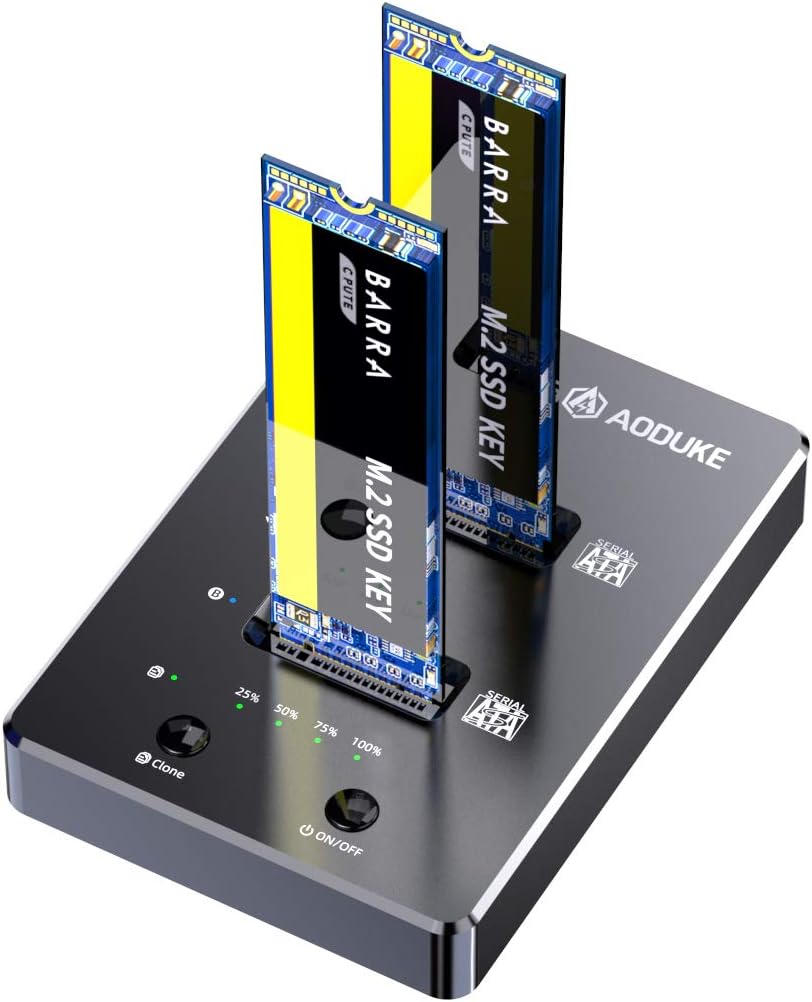 Dual-Bay M.2 SATA Docking Station, M.2 SSD Enclosure M188