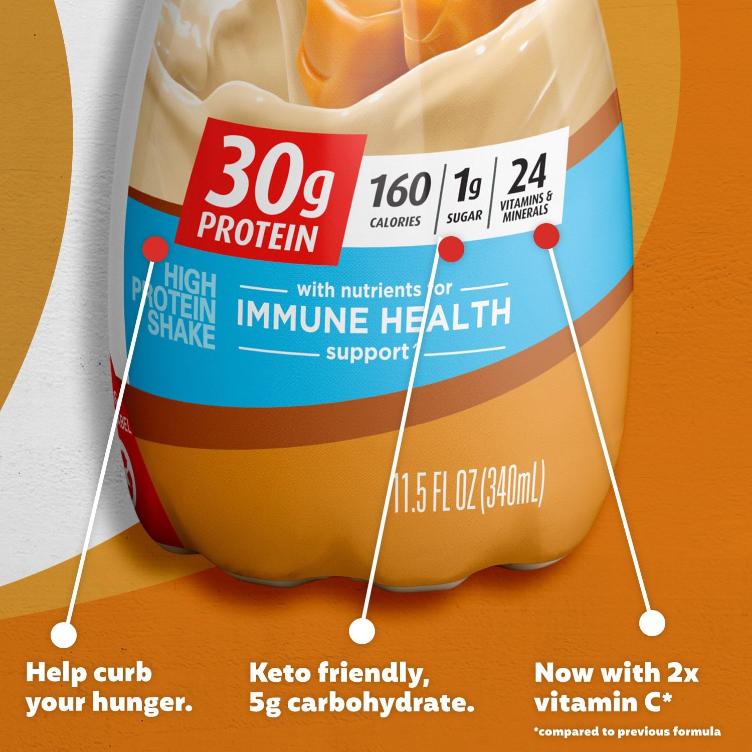 Caramel Protein Shake, 30g Protein, 1g Sugar, 11.5 fl oz G53811
