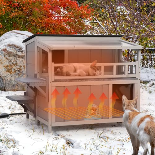 Gray 2-Tier Wood Cat House D304