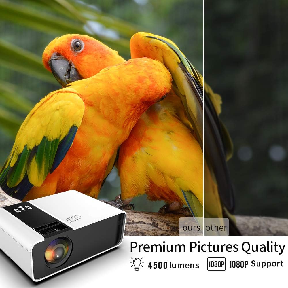 Mini Projector, 1080P HD Supported Portable Movie Projector with 45000 Hrs LED Lamp Life E692