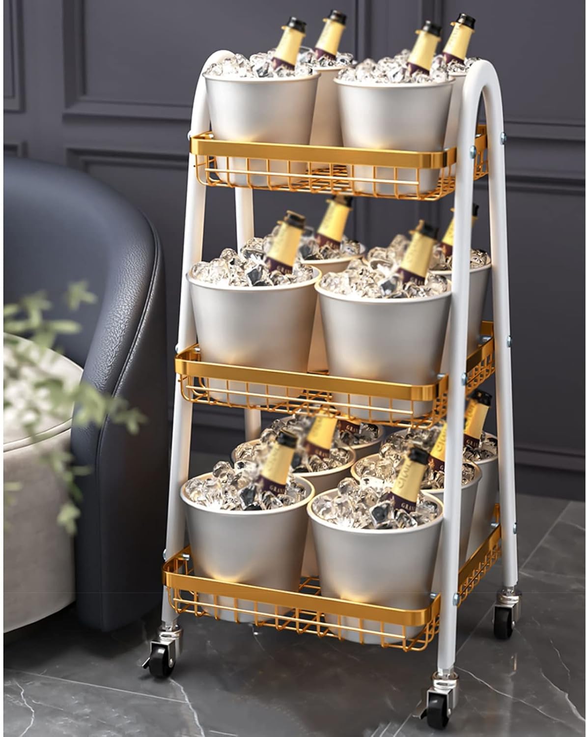 Kitchen Storage Cabinet Floor-to-Ceiling Multi-Layer Trolley Storage Rack O93052