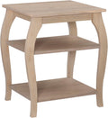 Natural Wooden Side Table with Curved Legs and Two Display Shelves W768490