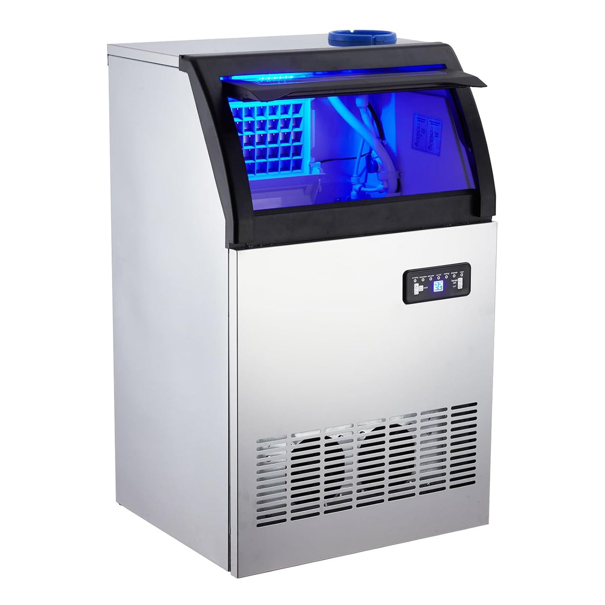 Stainless Steel Freestanding Ice Maker with 33 Lbs Ice Storage, 100 Lbs/24H D4633