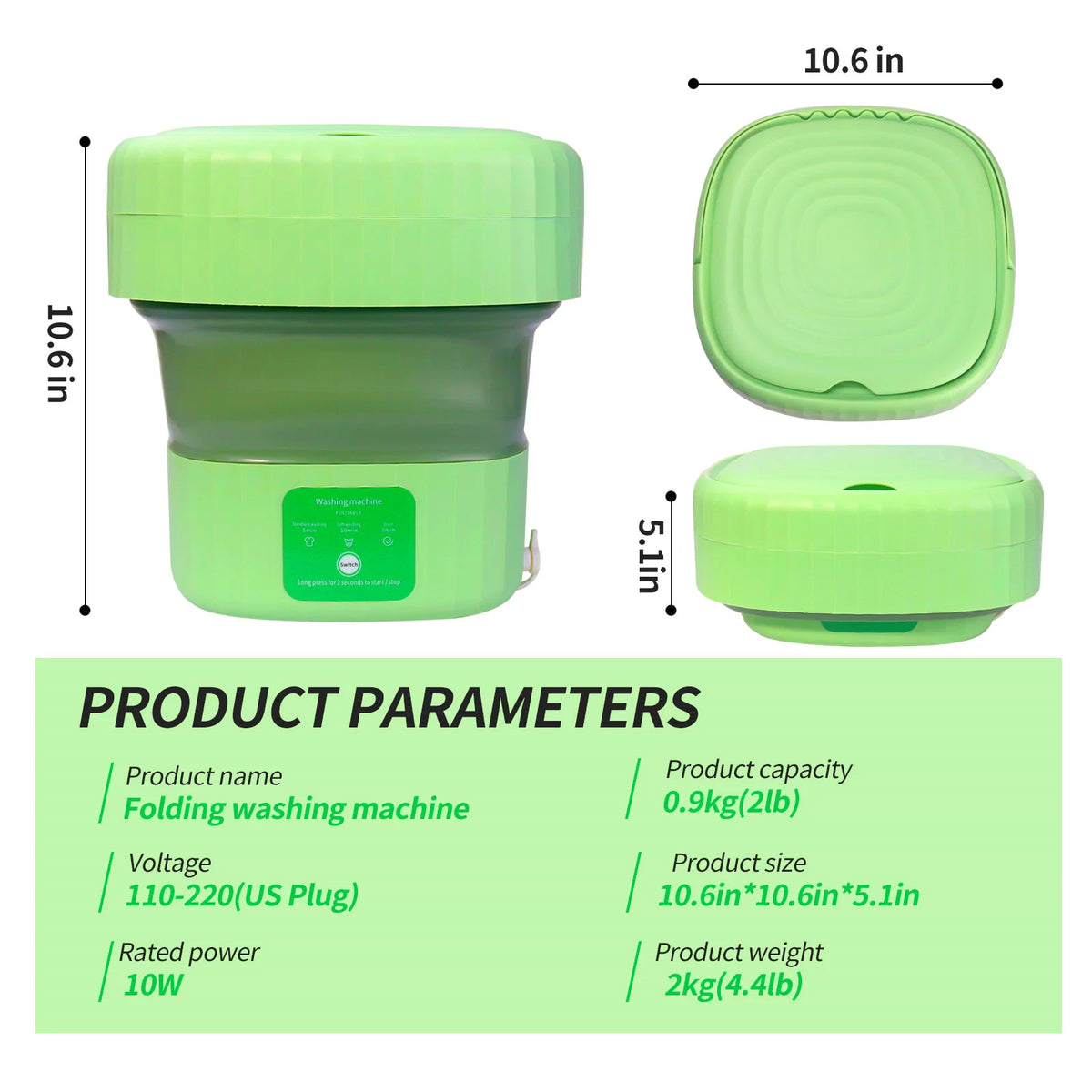 Mini Foldable Washer and Spin Dryer (Green) Z980121