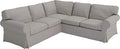 Polyester Flax Light Gray Slipcovers for 2 + 2 Sectional Corner Sofa W6691