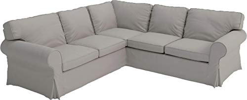 Polyester Flax Light Gray Slipcovers for 2 + 2 Sectional Corner Sofa W6691