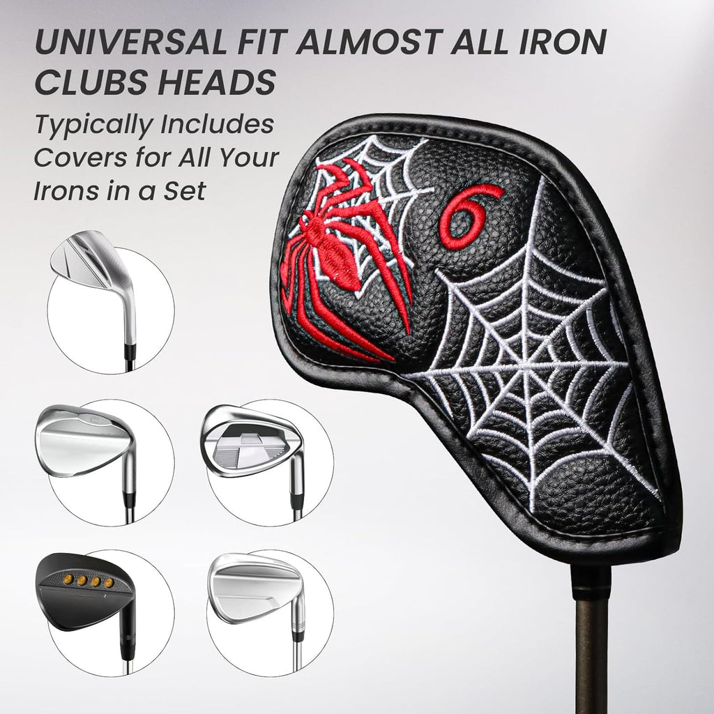 8 Piece Synthetic Leather Golf Iron Head Cover Set W363925