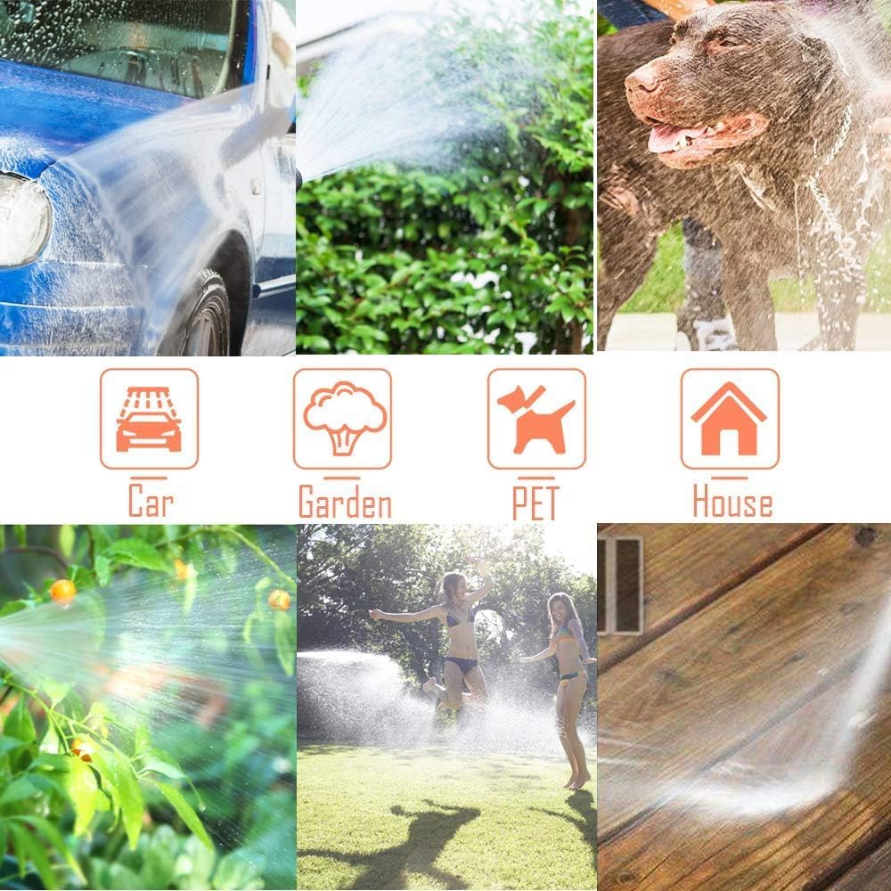 50FT Expandable Garden Hose with 9 Function Nozzle and Solid Brass Fittings Y555