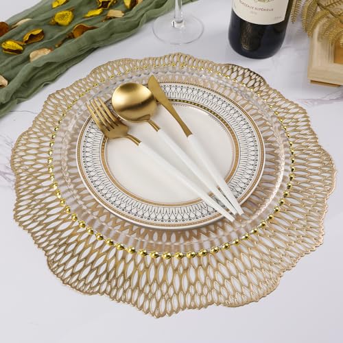 Set of 6 Gold Heat Resistant Vinyl Placemats A74710