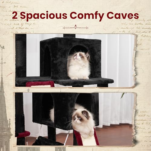 71'' Multi-Level Cat Tower with 2 Scratching Boards 7 Posts, Smoky Gray T27955