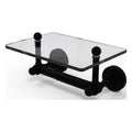 Black Matte Two Post Toilet Tissue Holder with Glass Shelf H62145