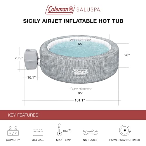 Grey Large Round Inflatable Hot Tub with 180 AirJets and EnergySense Cover B153174