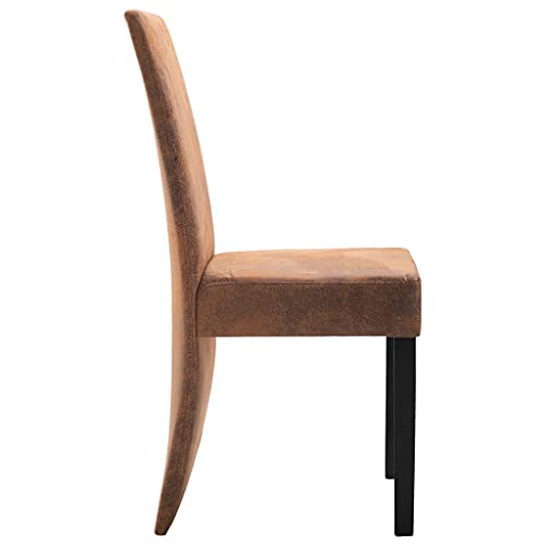 Brown Faux Suede Leather Dining Chairs 4 pcs K858