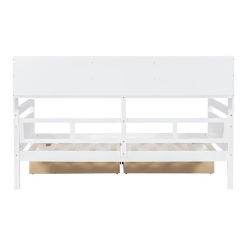 Twin Size Wood Daybed with Shelf and 2 Storage Drawers W516591