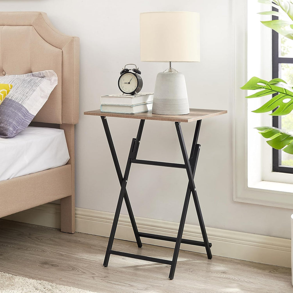Rustic Brown Black TV Tray Table 2-Piece Portable Tables I753653