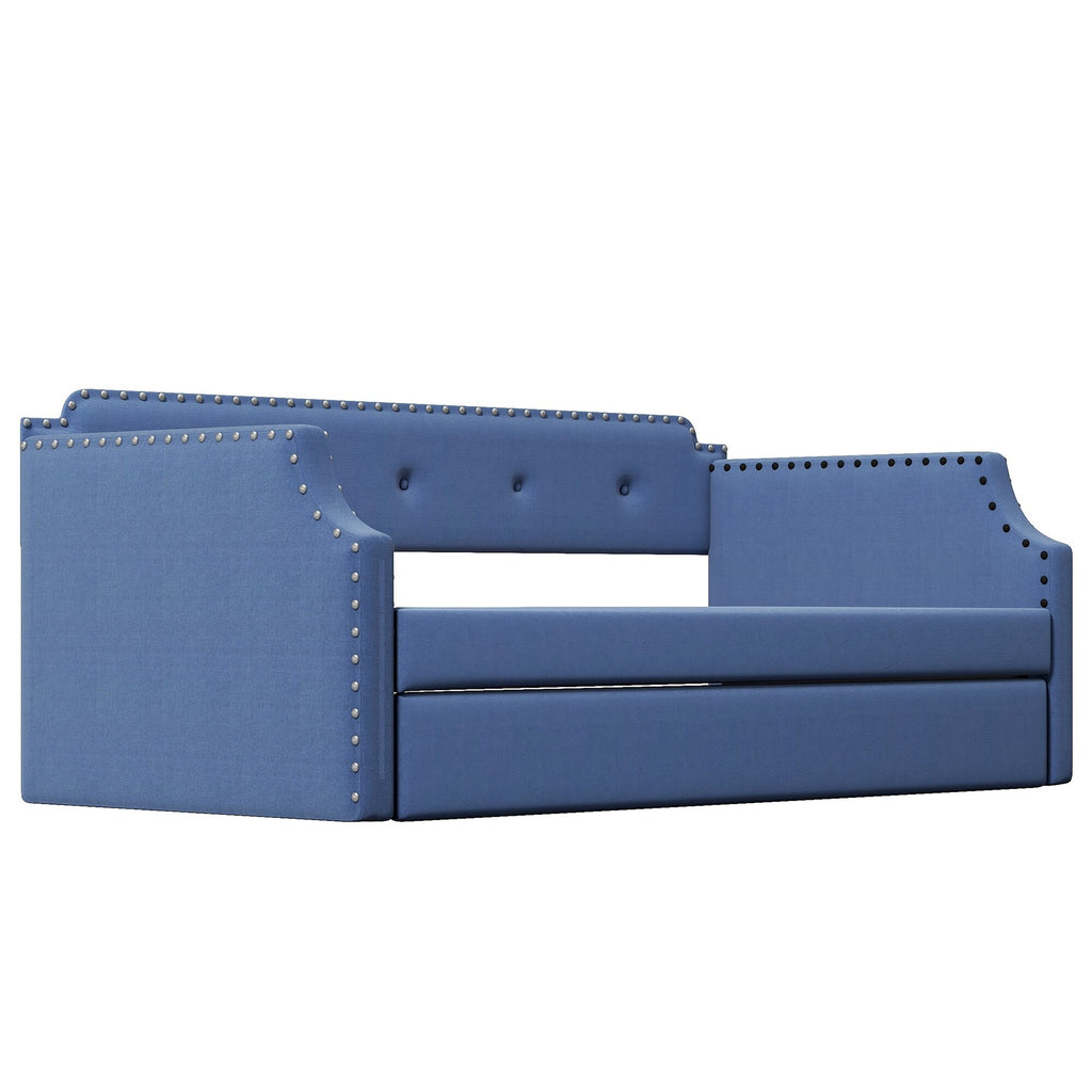 Twin Size Upholstered Daybed with Trundle Blue N327798