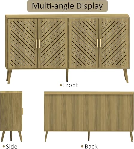 4 Doors Wood Sideboard Cabinet with Adjustable Shelves T560017
