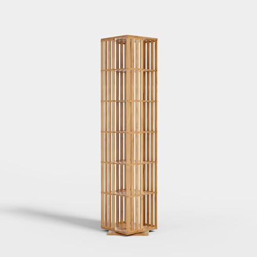 Walnut 6 Tier Bamboo Rotating Bookshelf E80129