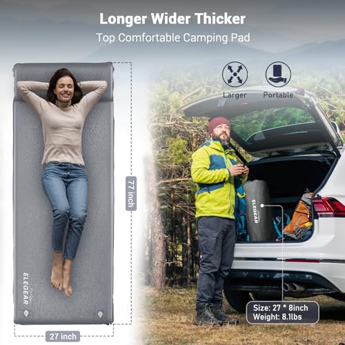 Self Inflating Sleeping Pad, 3.1'' Ultra-Thick Memory Foam Camping Pad with Pillow J808534