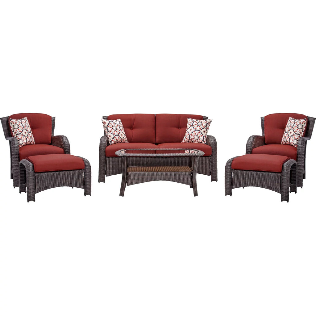 6-Piece Wicker Outdoor Conversation Set, Crimson Red E281055