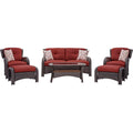 6-Piece Wicker Outdoor Conversation Set, Crimson Red E281055