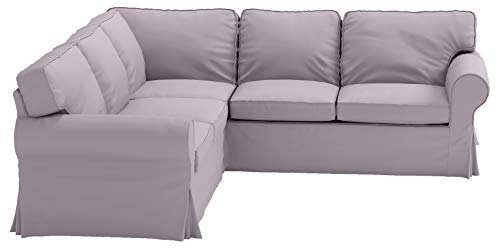 Polyester Flax Light Gray Slipcovers for 2 + 2 Sectional Corner Sofa W6691