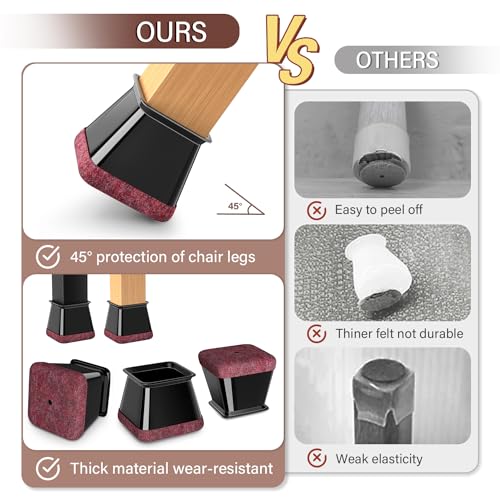 32 Pack Clear Square Silicone Chair Leg Floor Protectors R9728