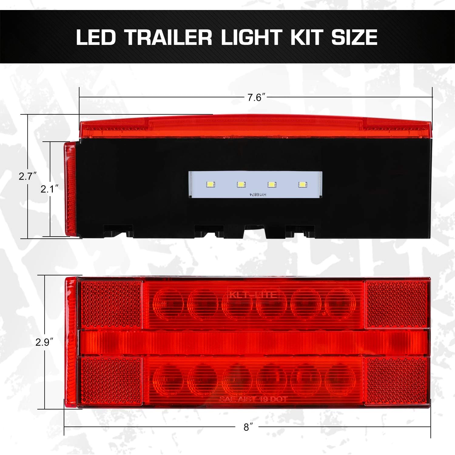 Submersible LED Trailer Light Kit, Waterproof Tail Lights W904093