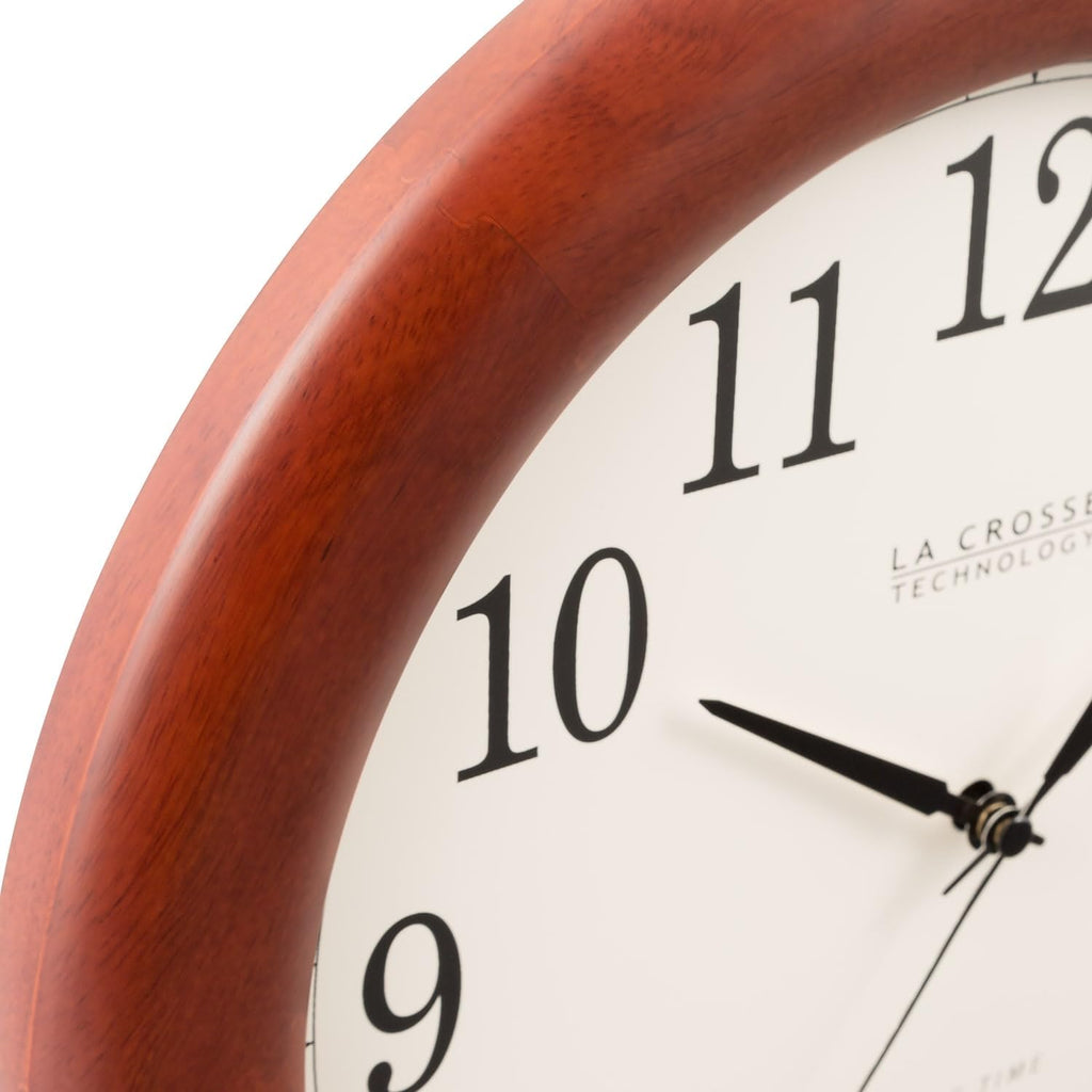 12.5 Inch Cherry Wood Atomic Analog Clock J98422