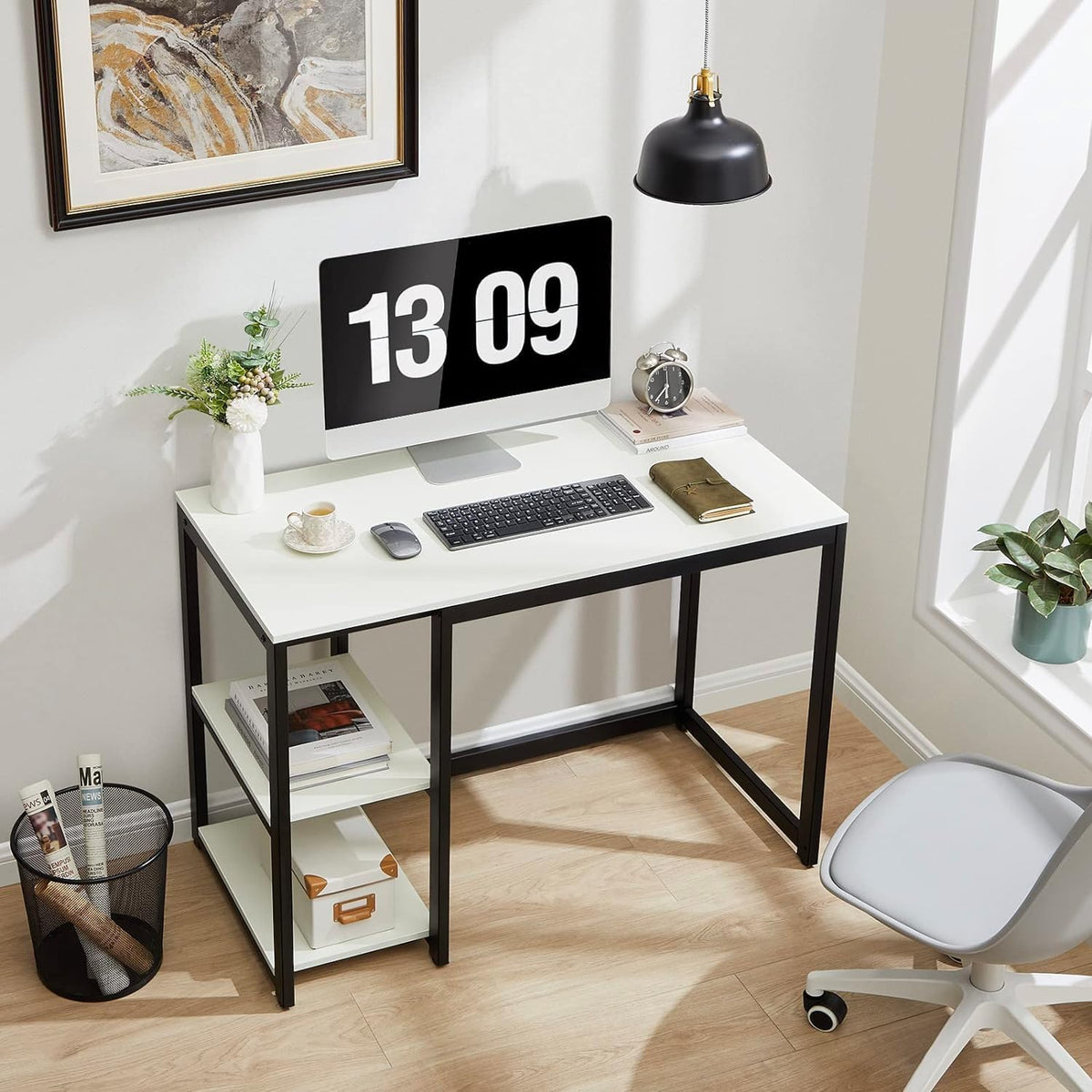 40 inch Computer Desk with 2-Tier Shelves K79938