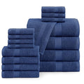 16 Piece 100% Cotton Black Bath Towel Set with 4 Bath Towels, 4 Hand Towels, 8 Wash Cloths X902252