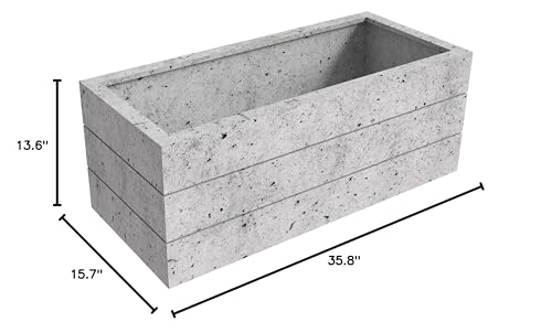 Rectangular Fiberstone and Clay Planter with Drainage Holes (Brown) G182