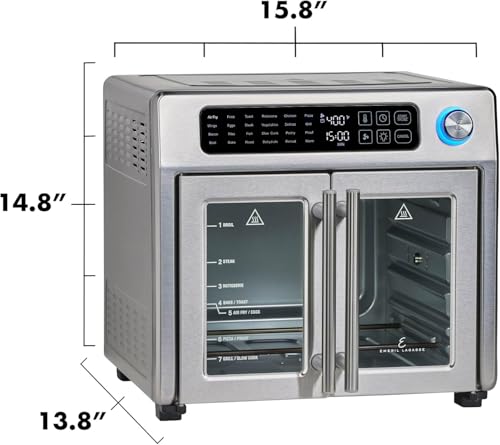 Extra Large French Door Air Fryer Toaster Oven Combo, Stainless Steel, 26QT Capacity O7322