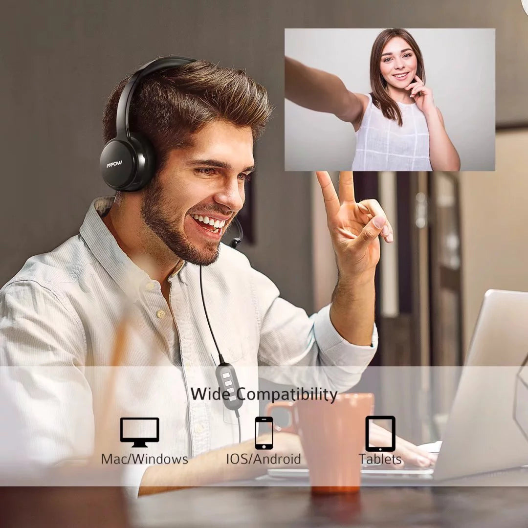 USB Headset with Microphone Noise Cancelling Lightweight Wired Headphones E32276