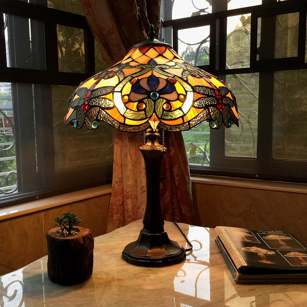 2 Light Dragonfly Table Lamp 17" Shade Q559
