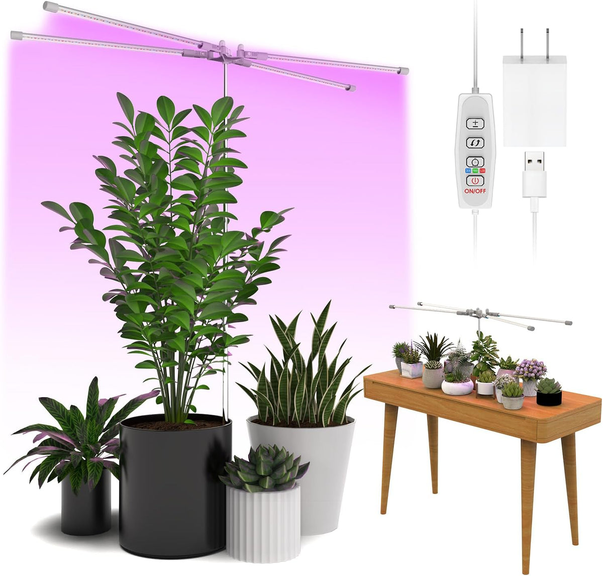Full Spectrum Grow Light with Height Adjustable Plant Stand X758131