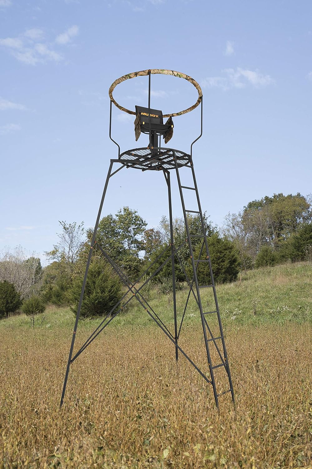 16 Foot Single Seater Foldable Outdoor Hunting Tripod Stand with 2 Detachable Gear Bags E74638