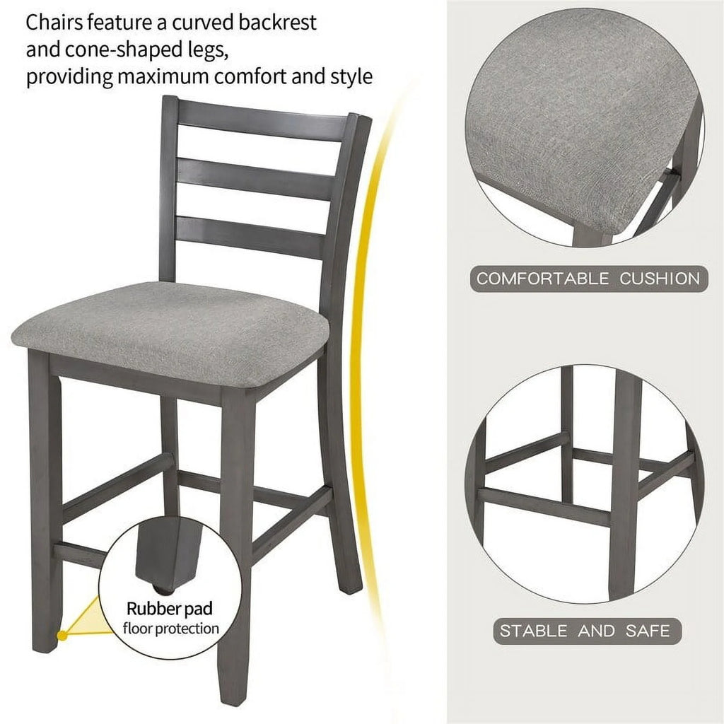 Espresso Square Dining Table Set of 4 with 4 Upholstered Chairs H65298