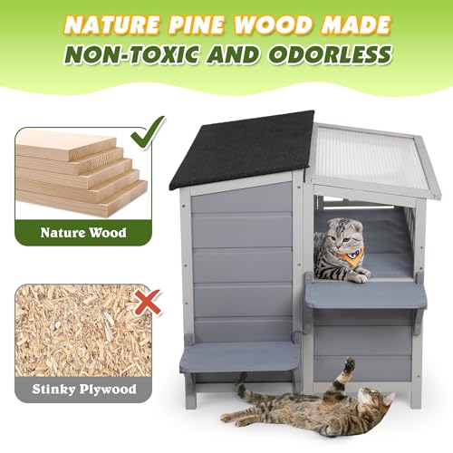 Gray 2-Tier Wood Cat House D304