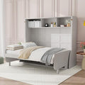 Antique White Full Size Murphy Bed with Desk and Storage Shelves N74819