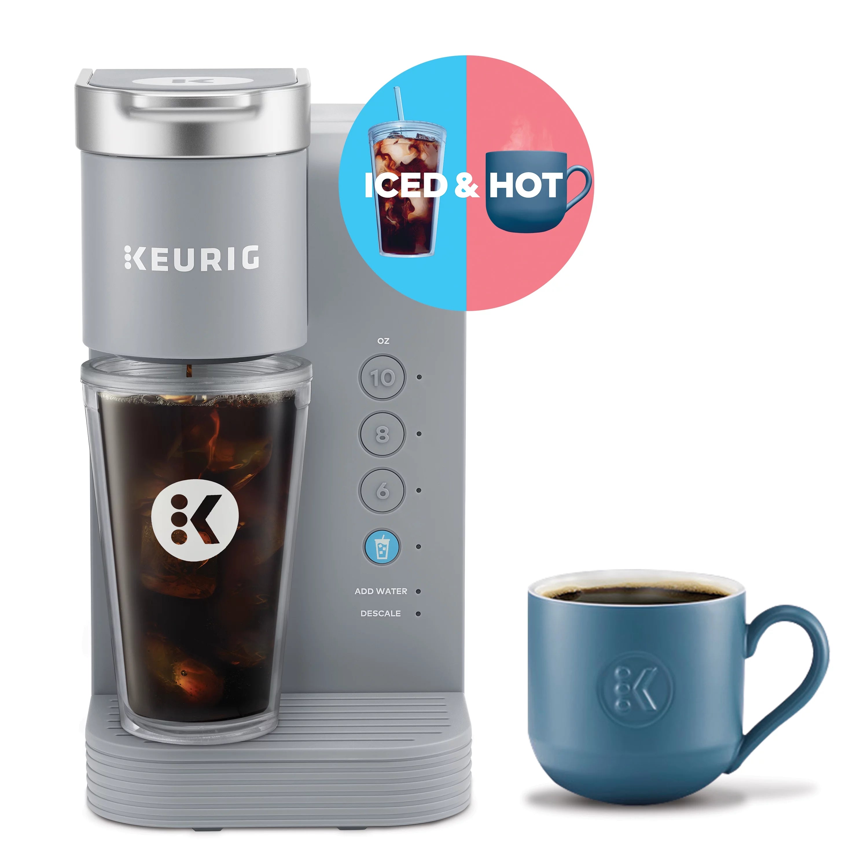Gray Iced and Hot Single-Serve K-Cup Pod Coffee Maker O34546