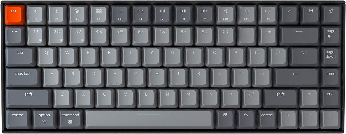 75% Layout Bluetooth Wireless Mechanical Keyboard with Brown Switch White LED Backlit USB C 84 Keys G5382
