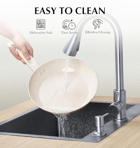 White 10 Inch Nonstick Marble Frying Pan I726