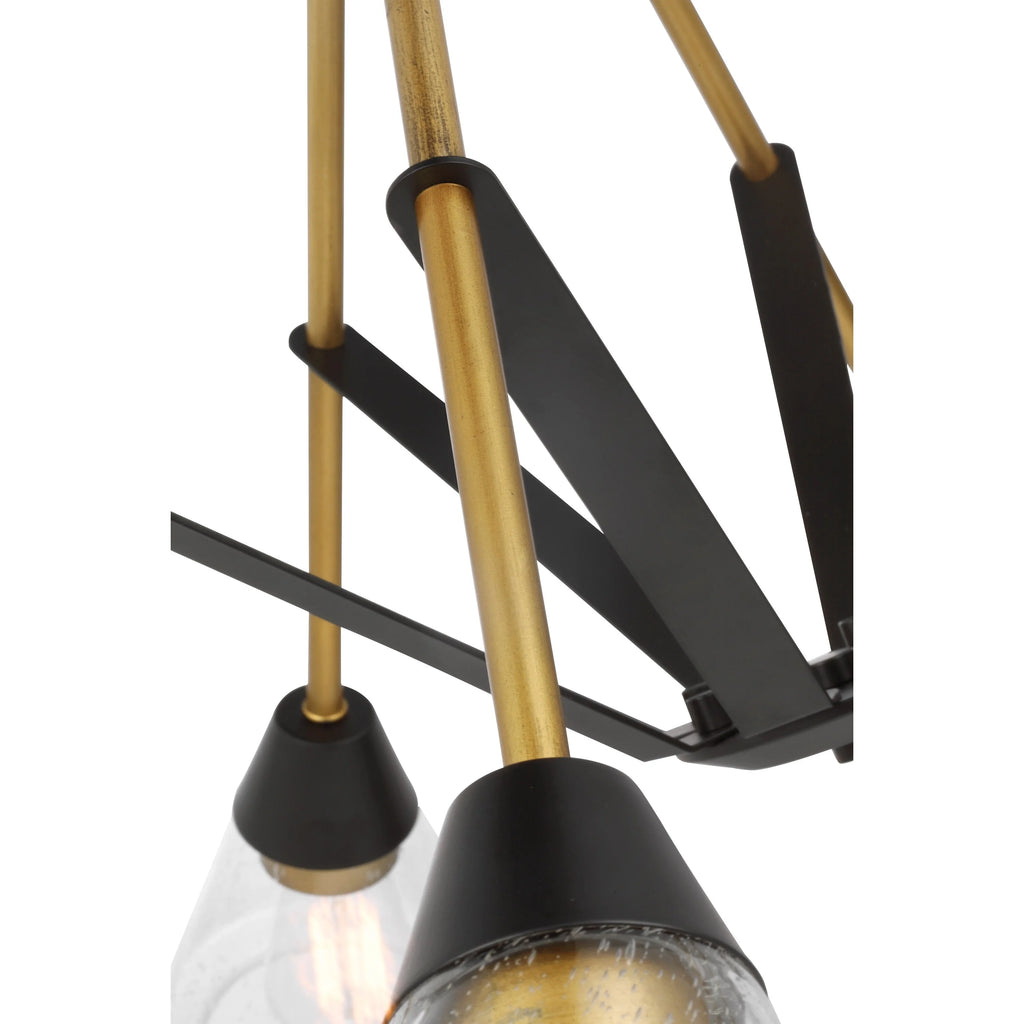 Matte Black 8 Light Chandelier with Clear Seeded Glass N30521