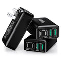 3 Pack Slim Flat Dual Port USB Wall Charger J7508