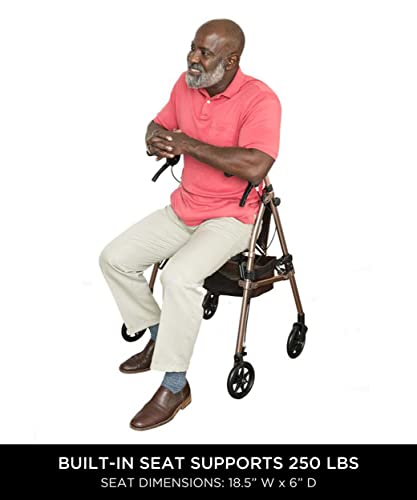 Short Foldable 4-Wheel Rolling Walker with Seat and Locking Brakes J877697